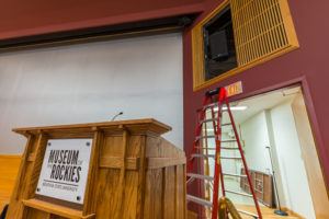 Hager Auditorium Meyer Sound UPA-1p speaker system testing and tuning Bozeman Montana Poindexters